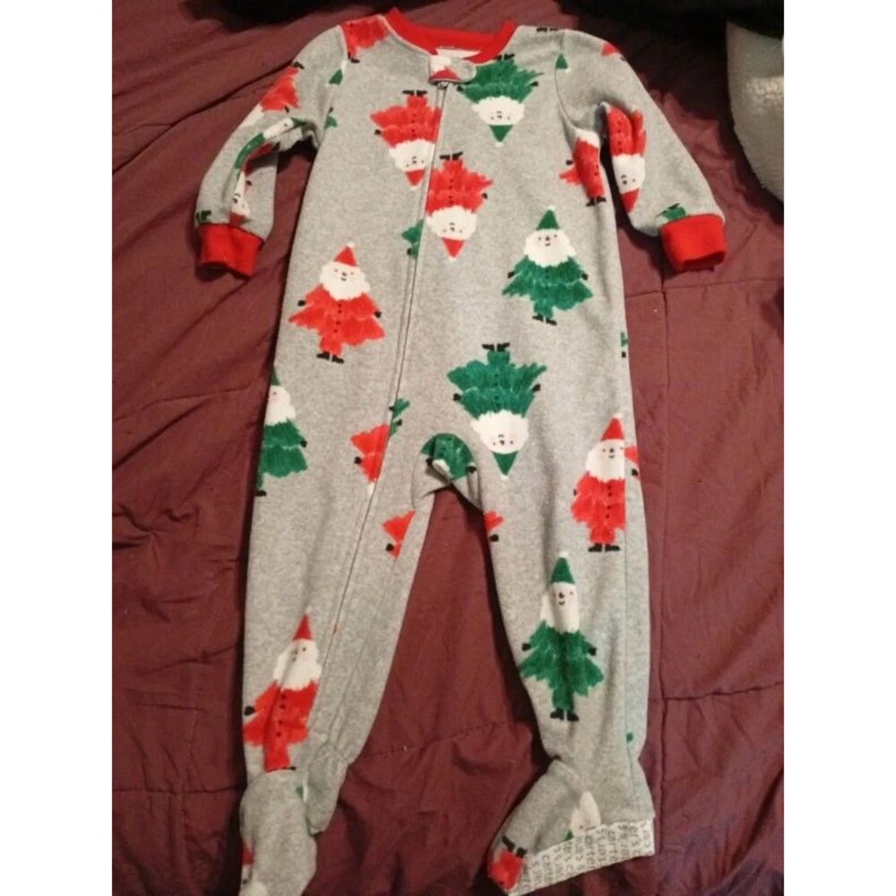 Infant boys size 18 month Carter's red & green holiday themed sleeper